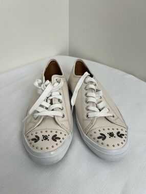 Coach Elle Cream Studded Toe Sneakers with Removable Insoles
